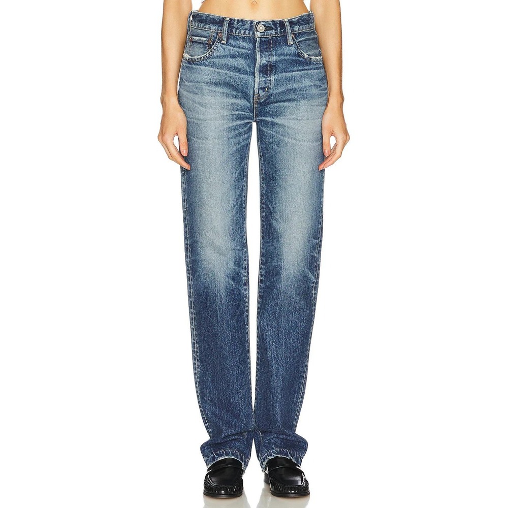 Moussy Vintage Jeans Womens 27 Blue Sumterville Straight Jeans Raw Hem Japan